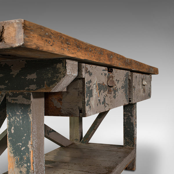 Large Antique Silversmith's Bench, English, Pine, Craftsman's Table, Victorian