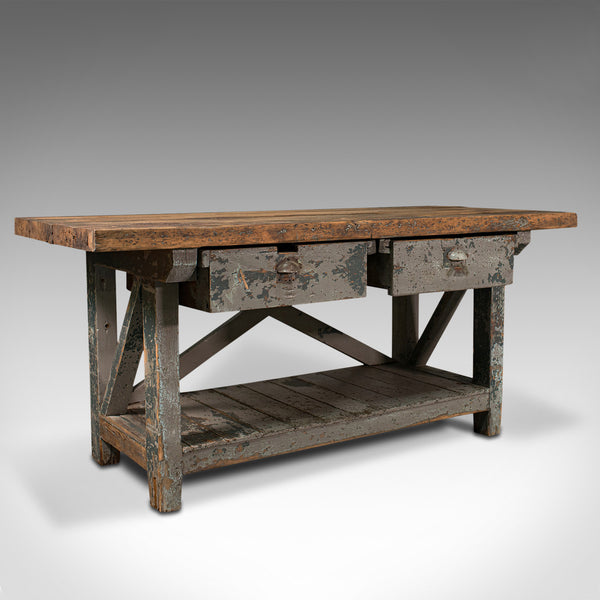 Large Antique Silversmith's Bench, English, Pine, Craftsman's Table, Victorian