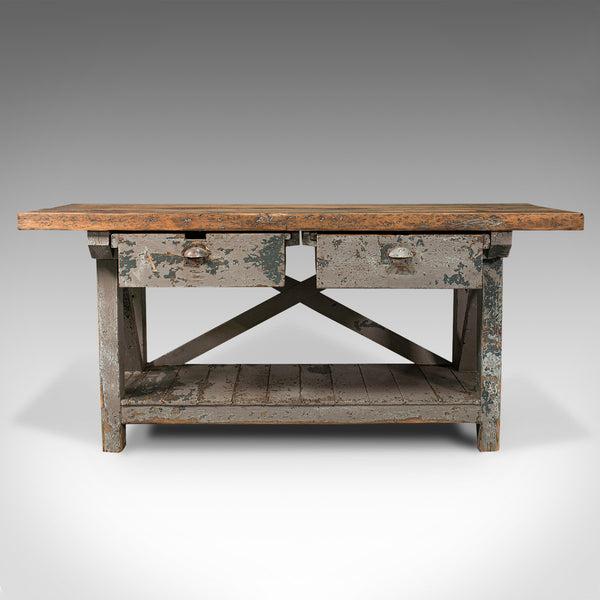 Large Antique Silversmith's Bench, English, Pine, Craftsman's Table, Victorian