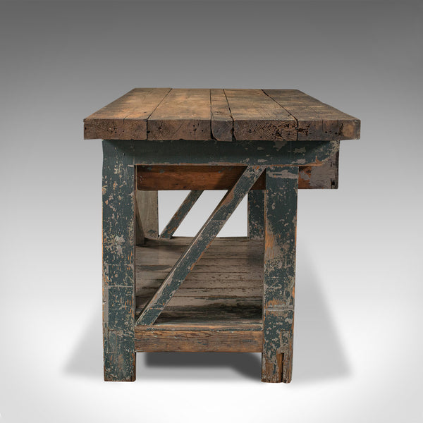 Large Antique Silversmith's Bench, English, Pine, Craftsman's Table, Victorian