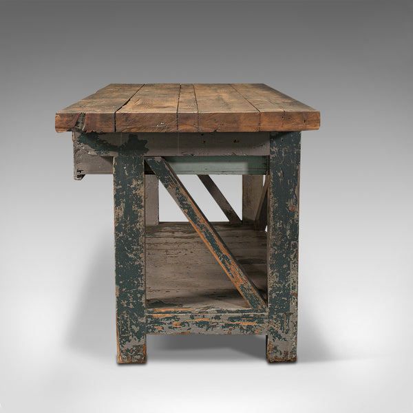 Large Antique Silversmith's Bench, English, Pine, Craftsman's Table, Victorian