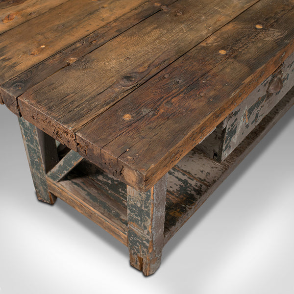 Large Antique Silversmith's Bench, English, Pine, Craftsman's Table, Victorian