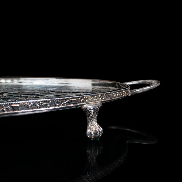 Vintage Oval Serving Tray, English, Silver Plate, Afternoon Tea, Viners, C.1950