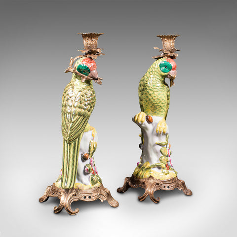 Pair Of, Vintage Decorative Candlesticks, Oriental, Ceramic, Figure, Candelabra