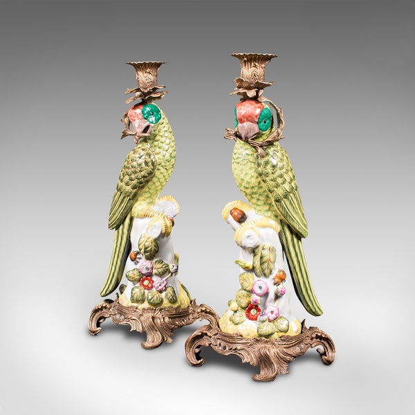 Pair Of, Vintage Decorative Candlesticks, Oriental, Ceramic, Figure, Candelabra