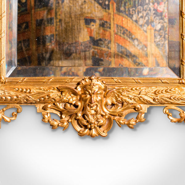 Small Antique Wall Mirror, Italian, Gilt Metal, Decorative, Victorian, C.1900