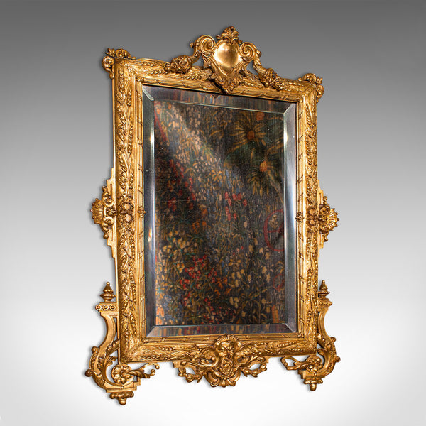 Small Antique Wall Mirror, Italian, Gilt Metal, Decorative, Victorian, C.1900