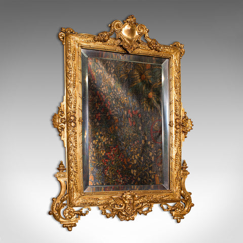 Small Antique Wall Mirror, Italian, Gilt Metal, Decorative, Victorian, C.1900