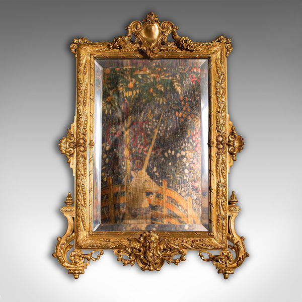 Small Antique Wall Mirror, Italian, Gilt Metal, Decorative, Victorian, C.1900