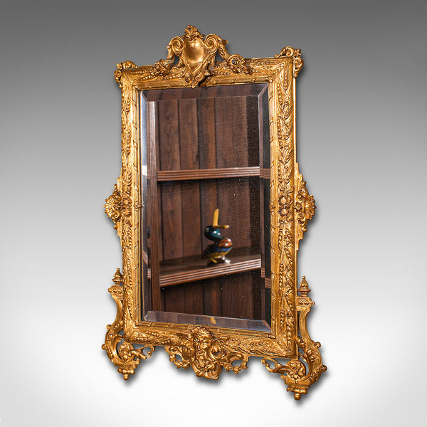 Small Antique Wall Mirror, Italian, Gilt Metal, Decorative, Victorian, C.1900