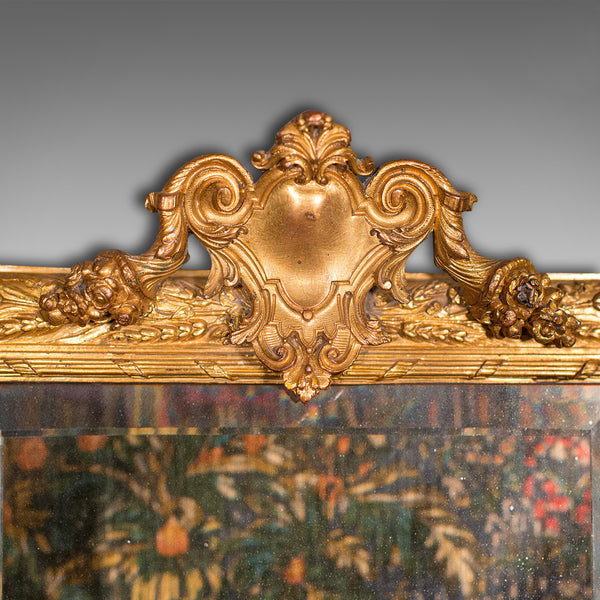 Small Antique Wall Mirror, Italian, Gilt Metal, Decorative, Victorian, C.1900