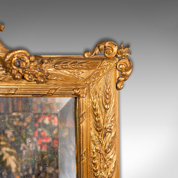 Small Antique Wall Mirror, Italian, Gilt Metal, Decorative, Victorian, C.1900