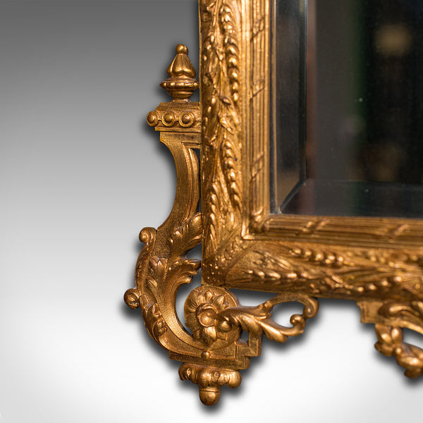 Small Antique Wall Mirror, Italian, Gilt Metal, Decorative, Victorian, C.1900