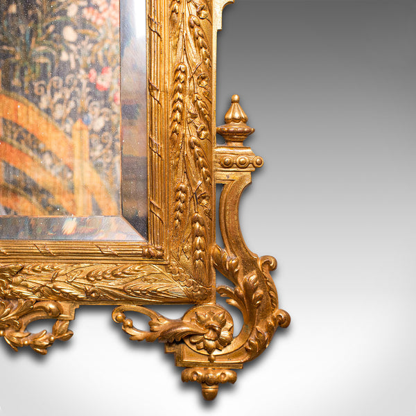 Small Antique Wall Mirror, Italian, Gilt Metal, Decorative, Victorian, C.1900