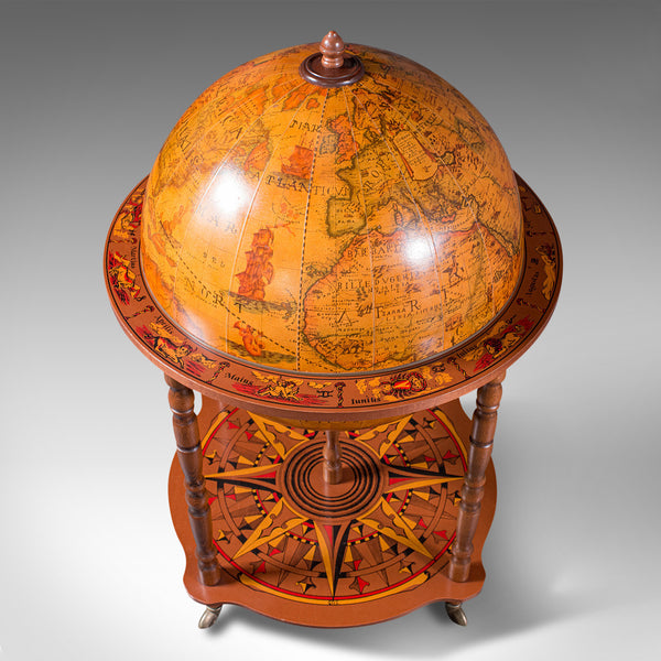 Vintage Terrestrial Drinks Globe, Continental, Cocktail Trolley, Cabinet, C.1970