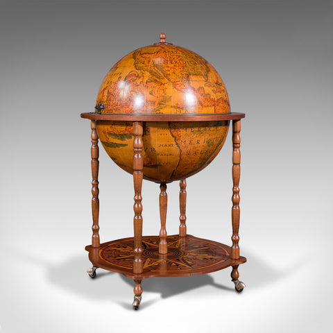 Vintage Terrestrial Drinks Globe, Continental, Cocktail Trolley, Cabinet, C.1970