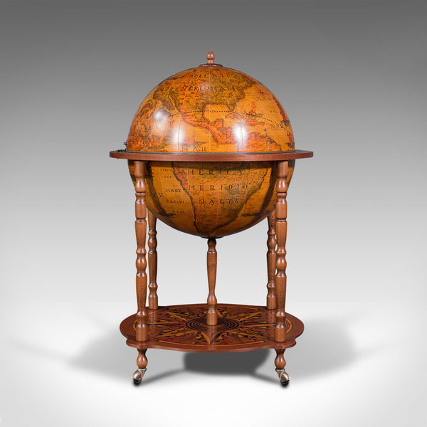 Vintage Terrestrial Drinks Globe, Continental, Cocktail Trolley, Cabinet, C.1970