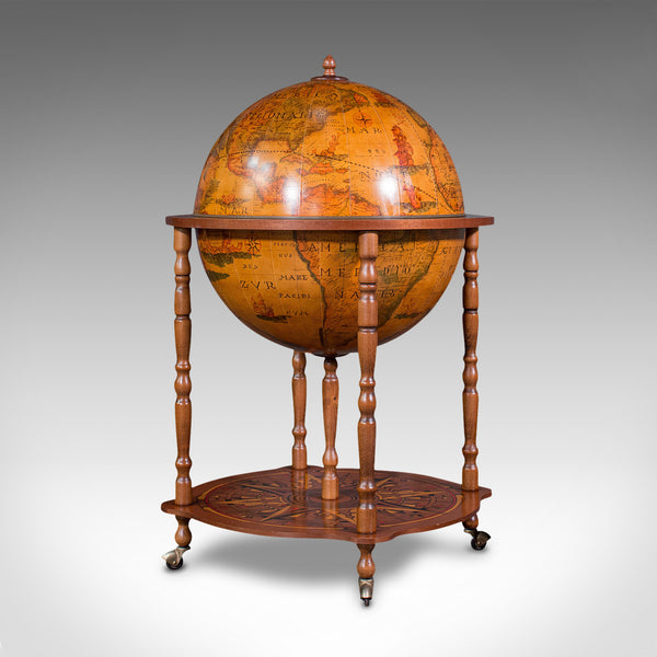 Vintage Terrestrial Drinks Globe, Continental, Cocktail Trolley, Cabinet, C.1970