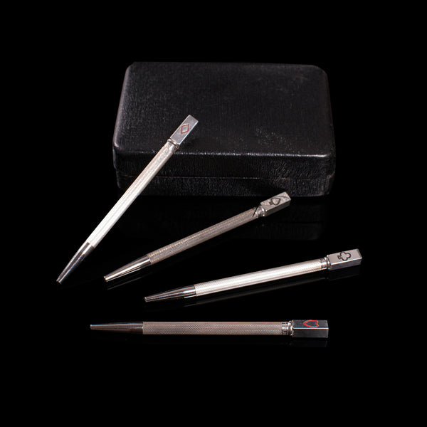 Vintage Set Of Bridge Pencils, English, Sterling Silver, Games, Mid 20th Century