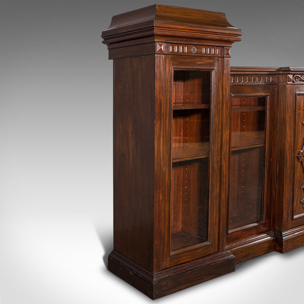 Huge, 15' Long Antique Glazed Bookcase, English, Mahogany, Victorian, Circa 1880