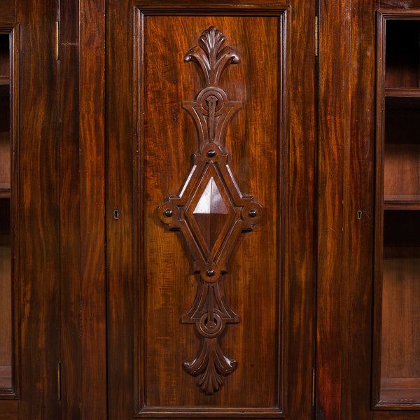 Huge, 15' Long Antique Glazed Bookcase, English, Mahogany, Victorian, Circa 1880