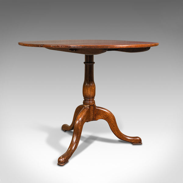 Antique Tilt Top Side Table, England, Oak, Occasional, Lamp, Georgian, C.1760