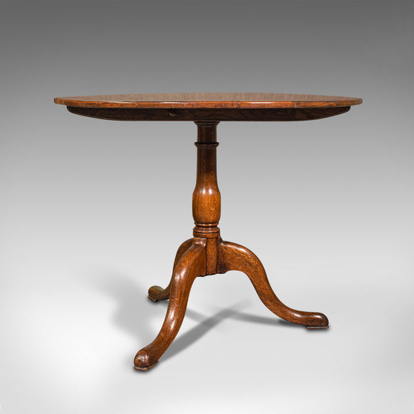Antique Tilt Top Side Table, England, Oak, Occasional, Lamp, Georgian, C.1760