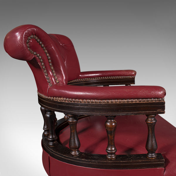 Vintage Captain's Chair, English, Leather, Desk, Victorian Revival, Circa 1960
