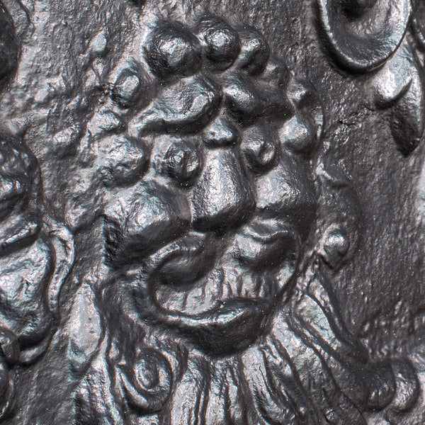 Antique Fire Back, English, Cast Iron, Decorative, Fireplace, Victorian, C.1900