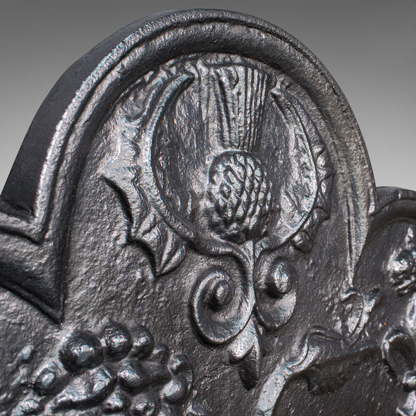 Antique Fire Back, English, Cast Iron, Decorative, Fireplace, Victorian, C.1900