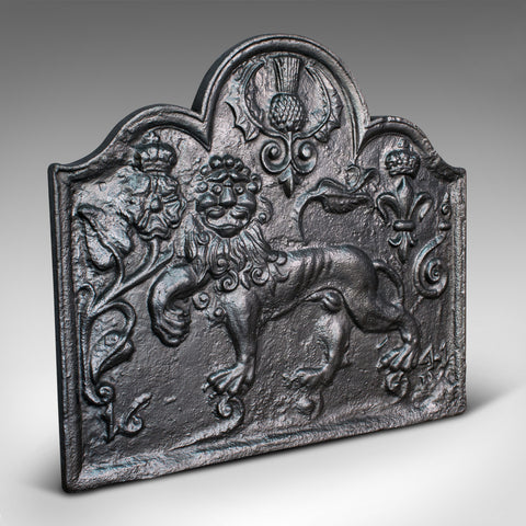 Antique Fire Back, English, Cast Iron, Decorative, Fireplace, Victorian, C.1900