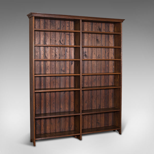 Large Vintage Bookcase, English, Oak, Bookshelf, Cabinet, Mid 20th Century, 1950