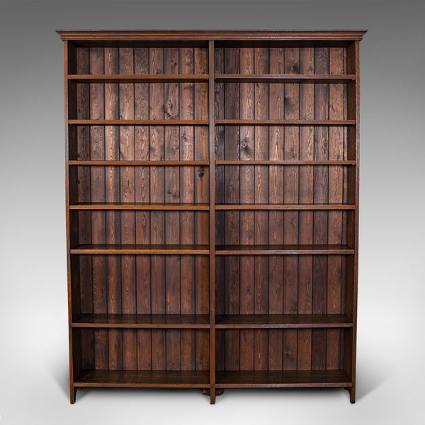 Large Vintage Bookcase, English, Oak, Bookshelf, Cabinet, Mid 20th Century, 1950