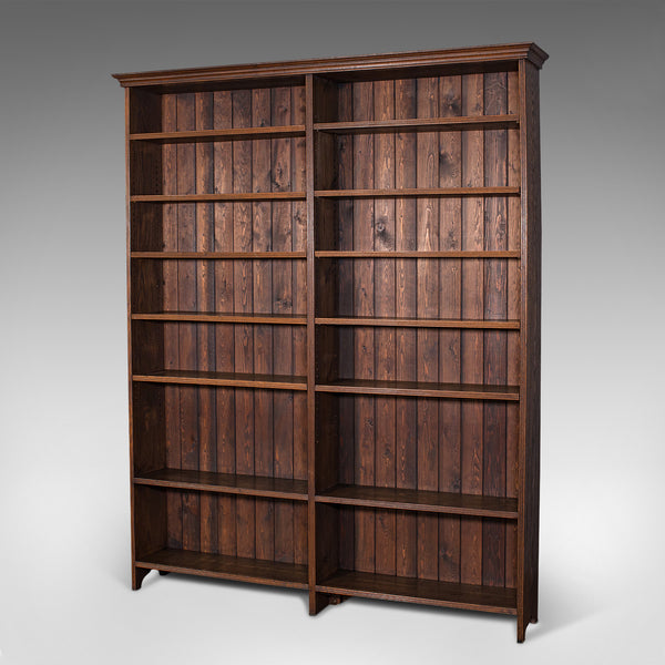 Large Vintage Bookcase, English, Oak, Bookshelf, Cabinet, Mid 20th Century, 1950