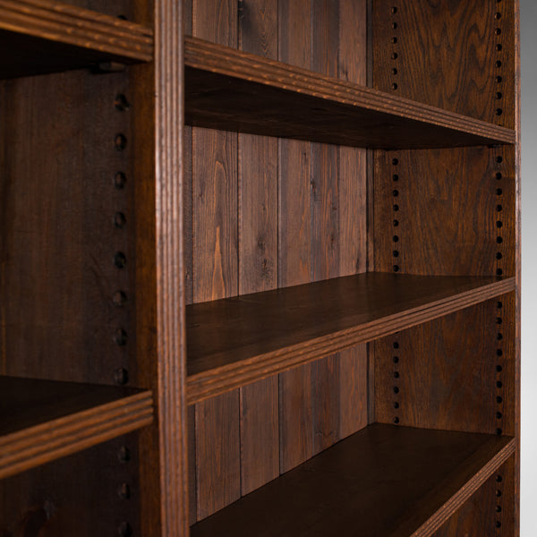 Large Vintage Bookcase, English, Oak, Bookshelf, Cabinet, Mid 20th Century, 1950