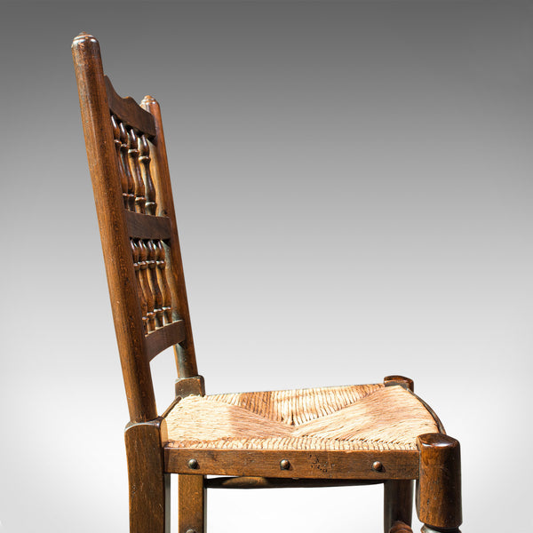 Set Of 12, Antique Lancashire Chairs, Beech, Spindle Back, Seat, Edwardian, 1910