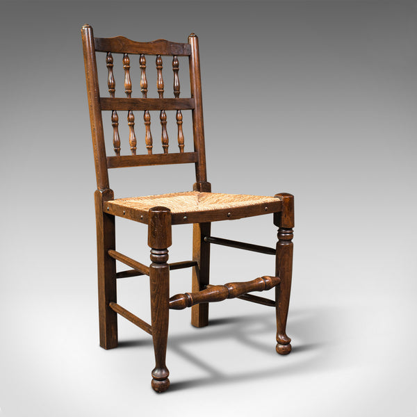 Set Of 12, Antique Lancashire Chairs, Beech, Spindle Back, Seat, Edwardian, 1910