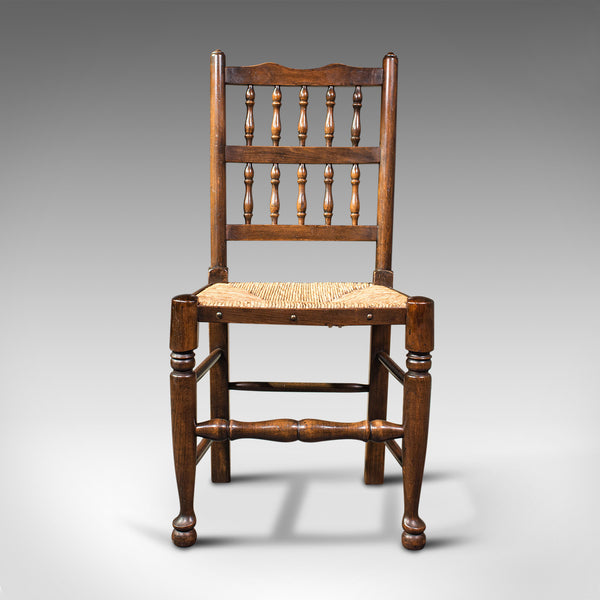 Set Of 12, Antique Lancashire Chairs, Beech, Spindle Back, Seat, Edwardian, 1910
