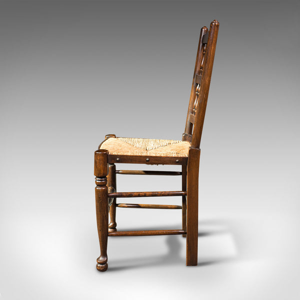 Set Of 12, Antique Lancashire Chairs, Beech, Spindle Back, Seat, Edwardian, 1910