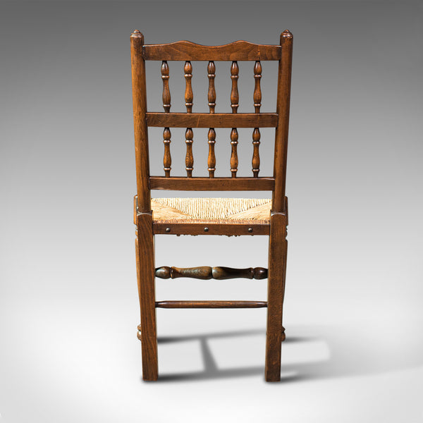 Set Of 12, Antique Lancashire Chairs, Beech, Spindle Back, Seat, Edwardian, 1910