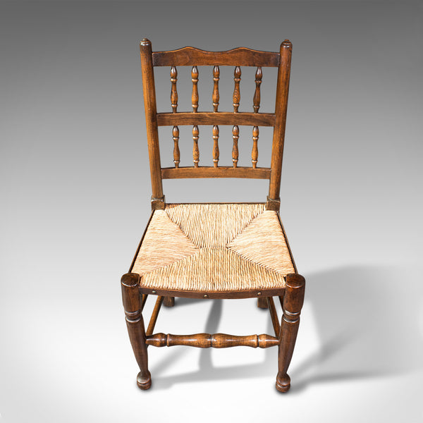 Set Of 12, Antique Lancashire Chairs, Beech, Spindle Back, Seat, Edwardian, 1910