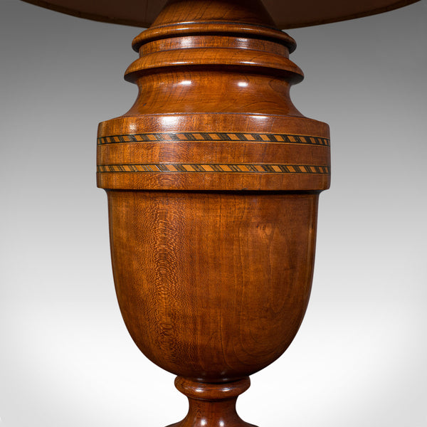 Vintage Table Lamp, English, Turned Walnut, Boxwood, Side Light, Mid Century