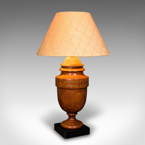 Vintage Table Lamp, English, Turned Walnut, Boxwood, Side Light, Mid Century