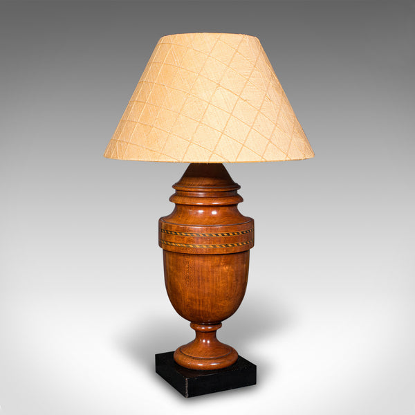 Vintage Table Lamp, English, Turned Walnut, Boxwood, Side Light, Mid Century
