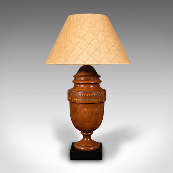 Vintage Table Lamp, English, Turned Walnut, Boxwood, Side Light, Mid Century