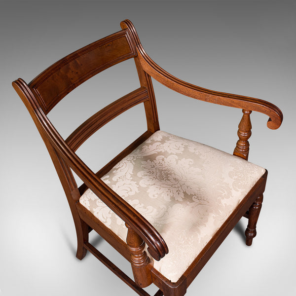 Set of 4, Antique Dining Chairs, English, Mahogany, Pair Of Carvers, Regency