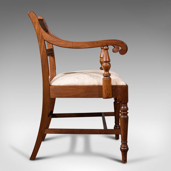 Set of 4, Antique Dining Chairs, English, Mahogany, Pair Of Carvers, Regency