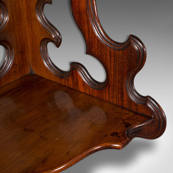 Antique 3 Tier Hanging Whatnot, English, Rosewood, Corner Wall Shelf, Victorian