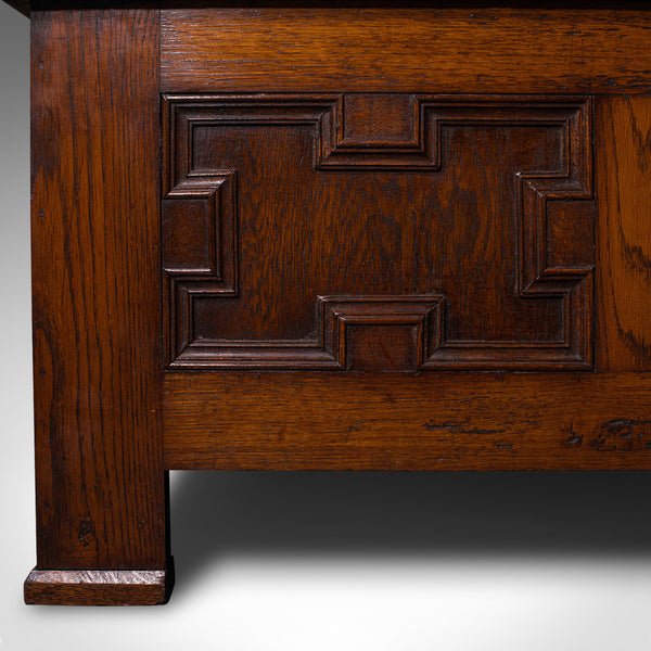 Large Antique Blanket Coffer, English, Oak, Chest, Window Seat, Edwardian, 1910