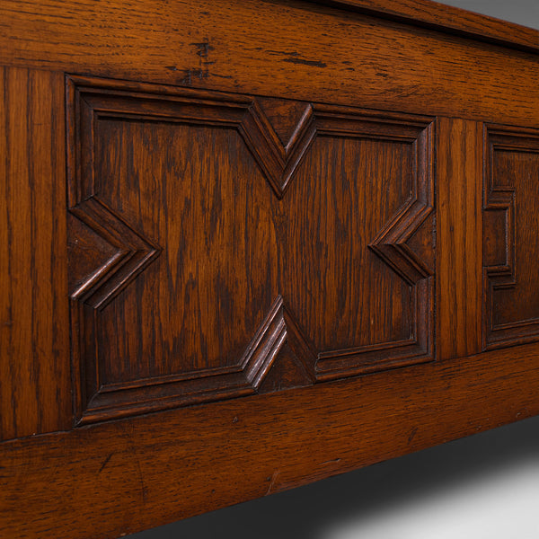 Large Antique Blanket Coffer, English, Oak, Chest, Window Seat, Edwardian, 1910